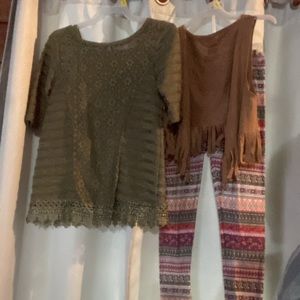 Faded Glory girls outfit, size 6-6x with undershirt, knit top,vest & pants.